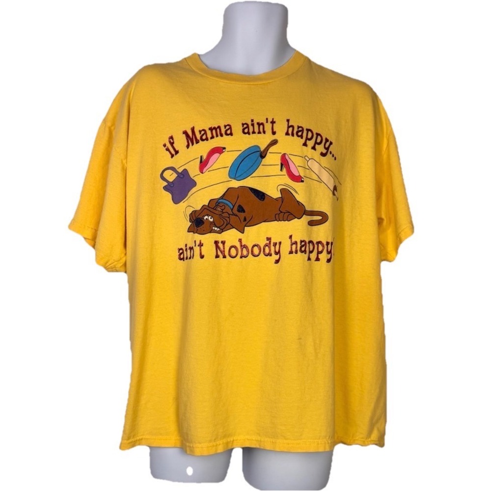 VTG Cartoon Network Scooby-Doo T-Shirt Men XL Yellow If Mama Aint Happy Graphic